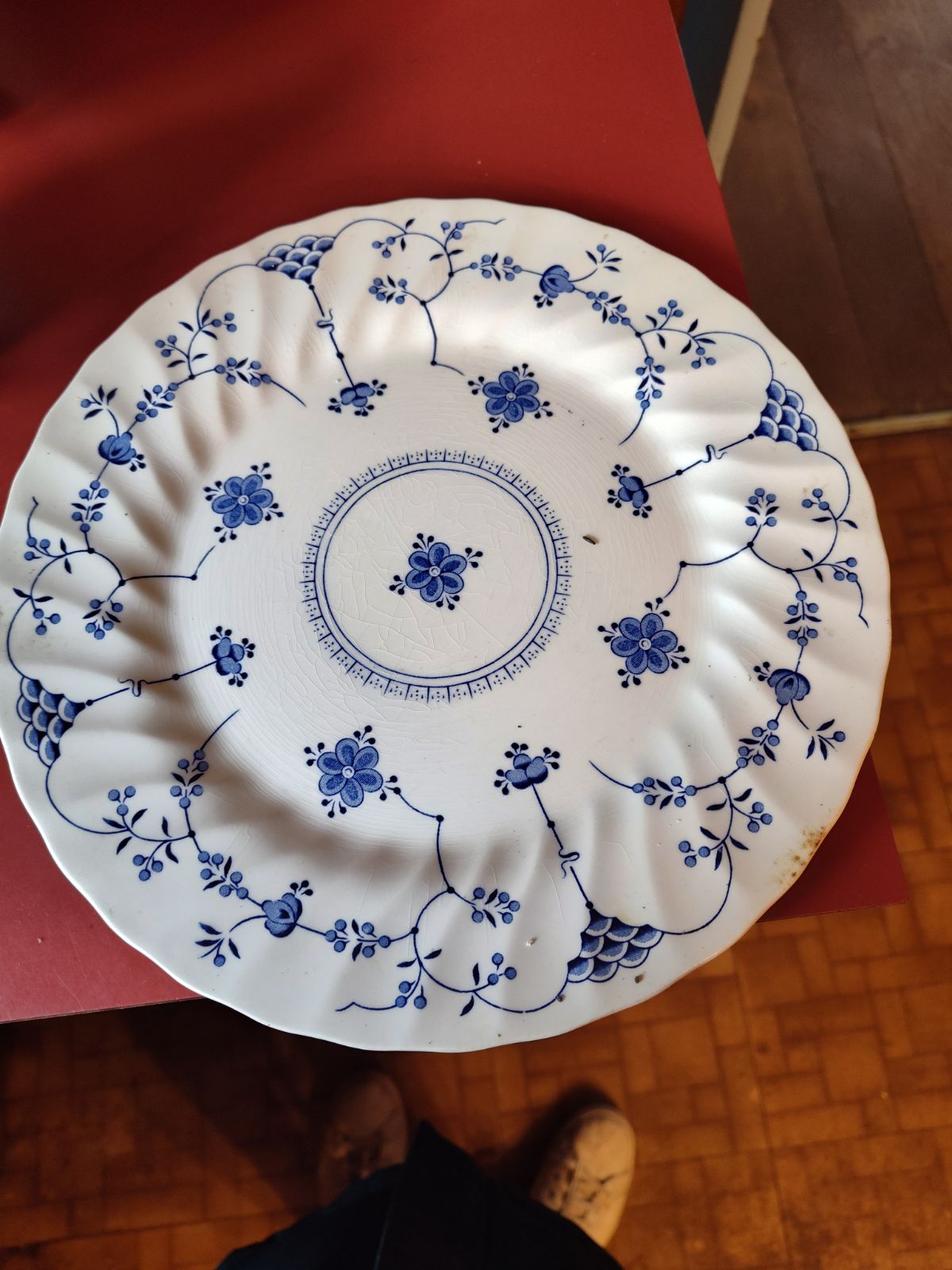 service for 8 Finlandia Church Hill blue white china, dinner, soup, cake, cups, saucers, misc.